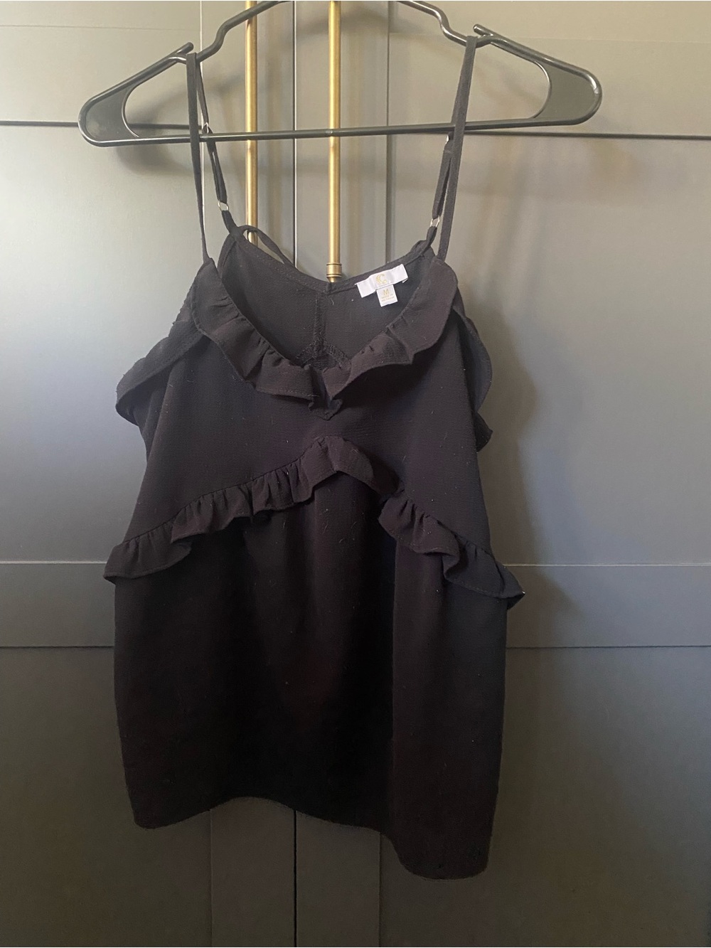 C Black Ruffle-Trim Camisole